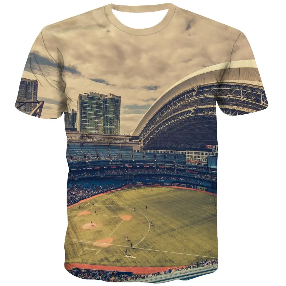 Baseball T shirts Men Stadium Tshirts Novelty Game Tshirt Printed White Tshirts Cool