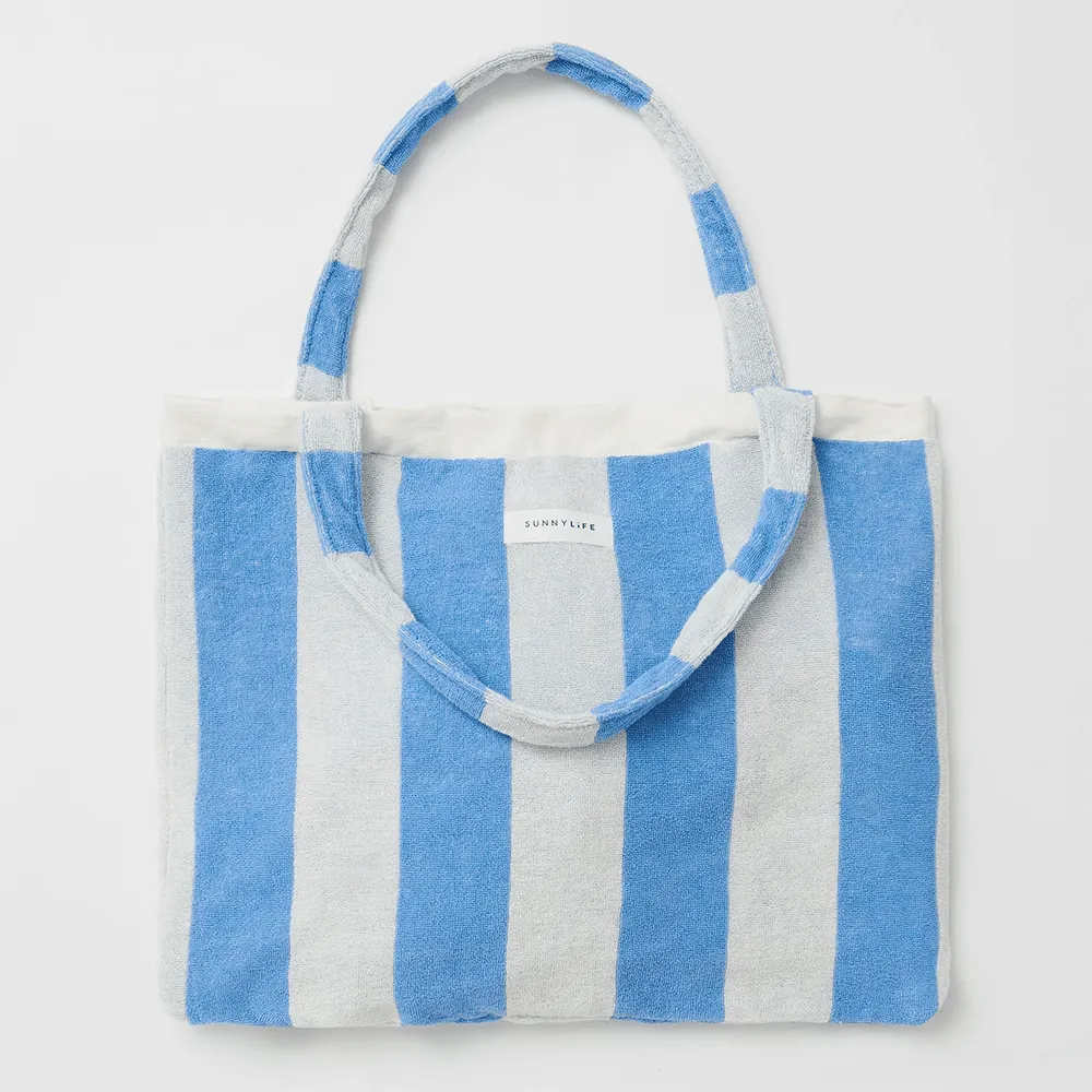 Beach Towel 2-in-1 Tote Bag - Le Weekend Mid Blue-Cream