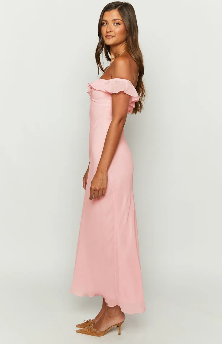 Bellflower Pink Chiffon Maxi Dress