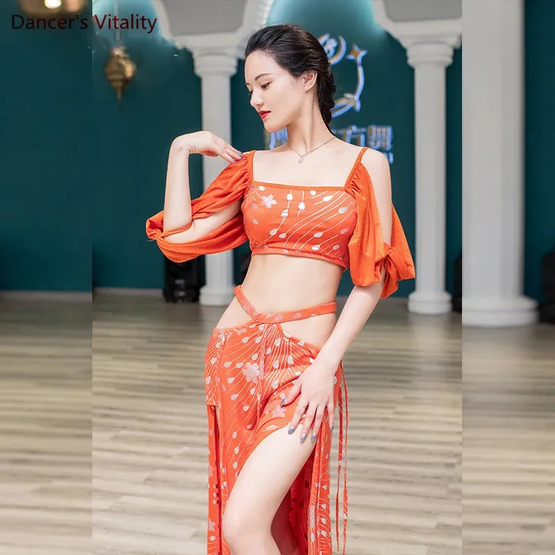 Belly Dance Performance Costume Set for Adult Children Belly Dancing Half Sleeves Top skirt 2pcs Female  Oriental Dance Outfit