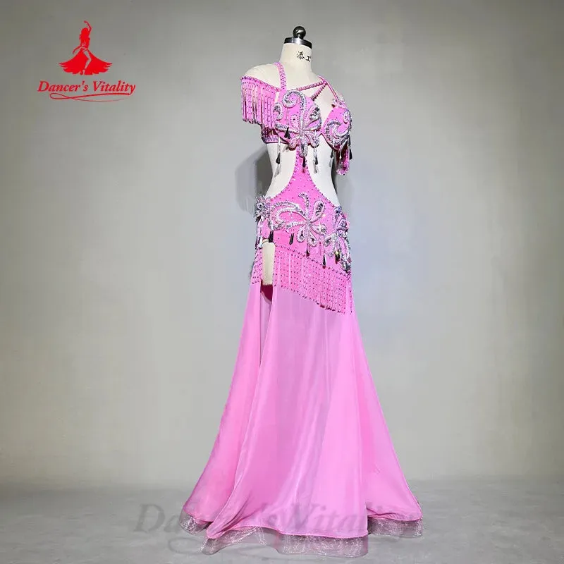 BellyDance Outfit Customized High End Luxury Rhinestone Sexy Tassel Dress Adult and Children Oriental Dance Performance Costumes