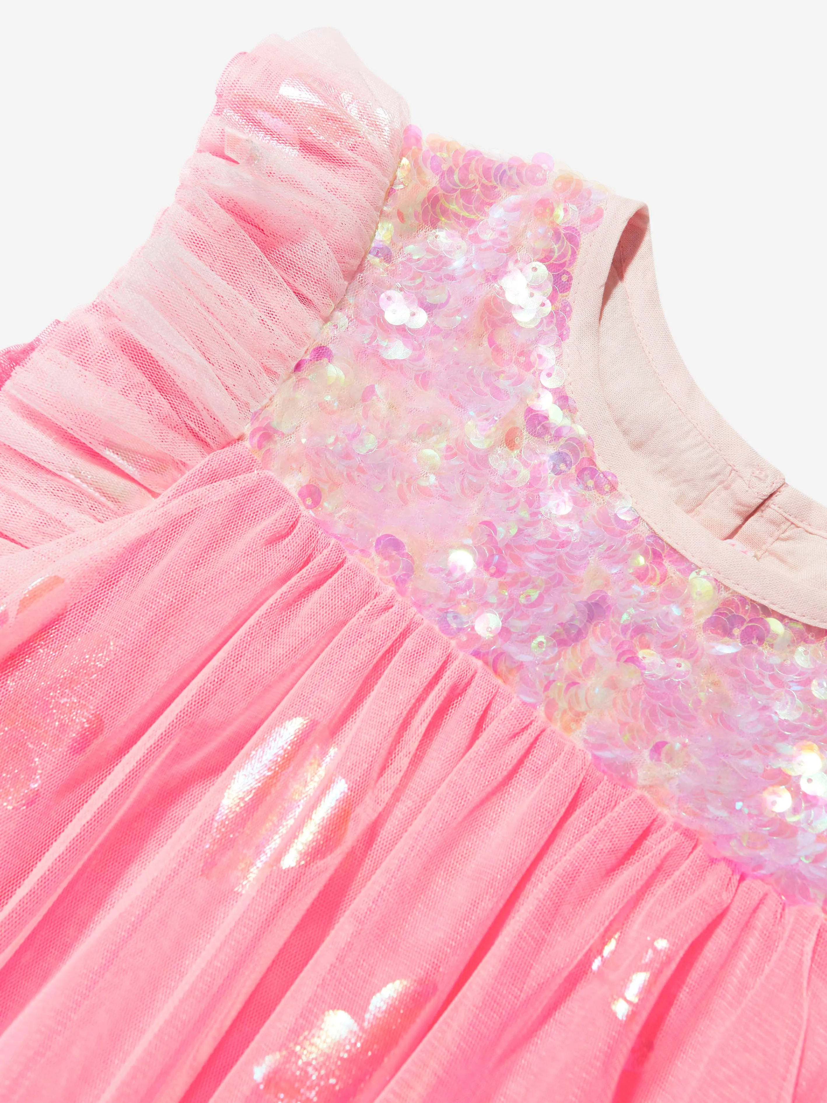 Billieblush Girls Sequinned Tulle Dress in Pink