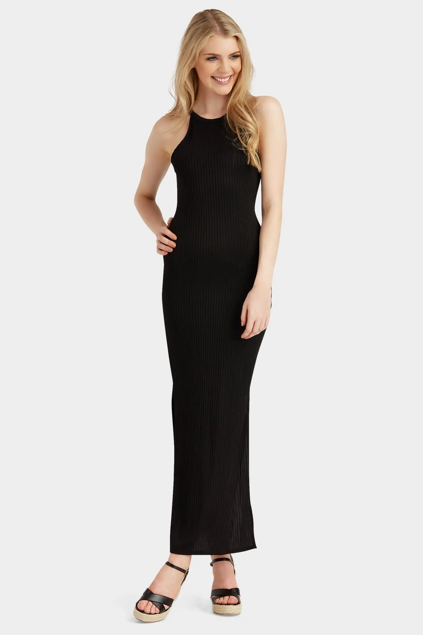 Black Side Split Maxi Dress