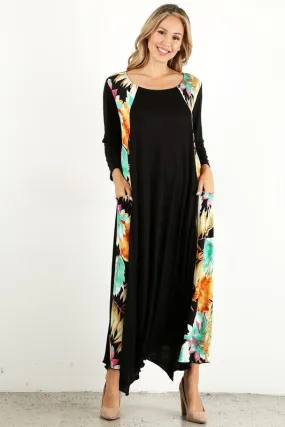 Black Tropical Maxi Dress