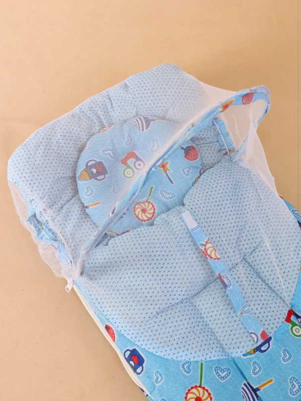 Blue Sleeping Bag With Mosquito Net For Newborns N NBSB07