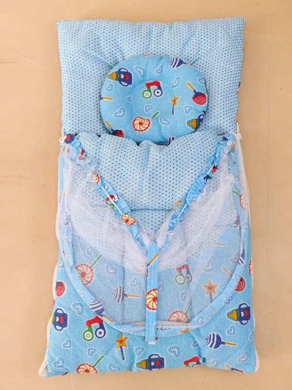 Blue Sleeping Bag With Mosquito Net For Newborns N NBSB07