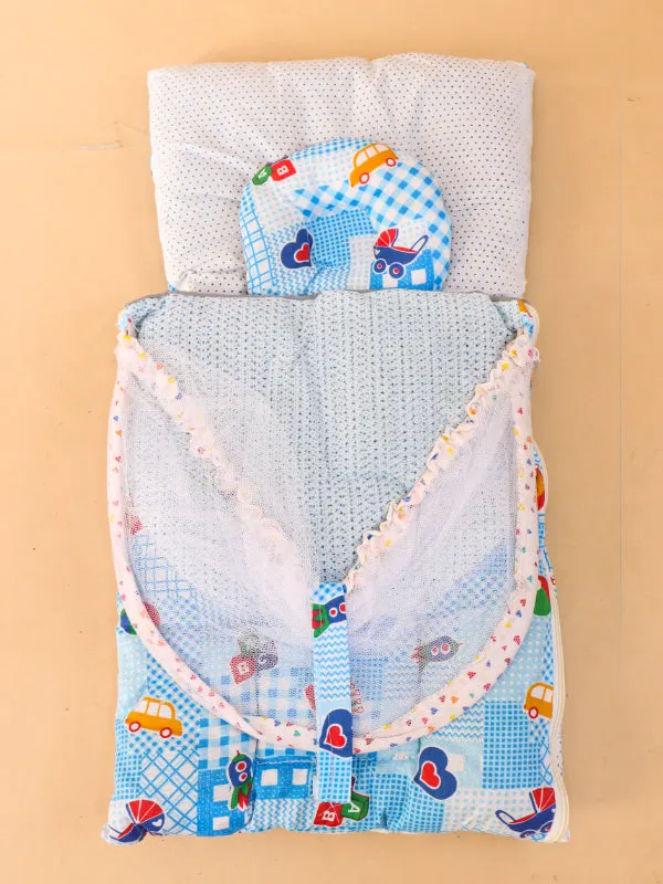 Blue Sleeping Bag With Mosquito Net For Newborns N NBSB08