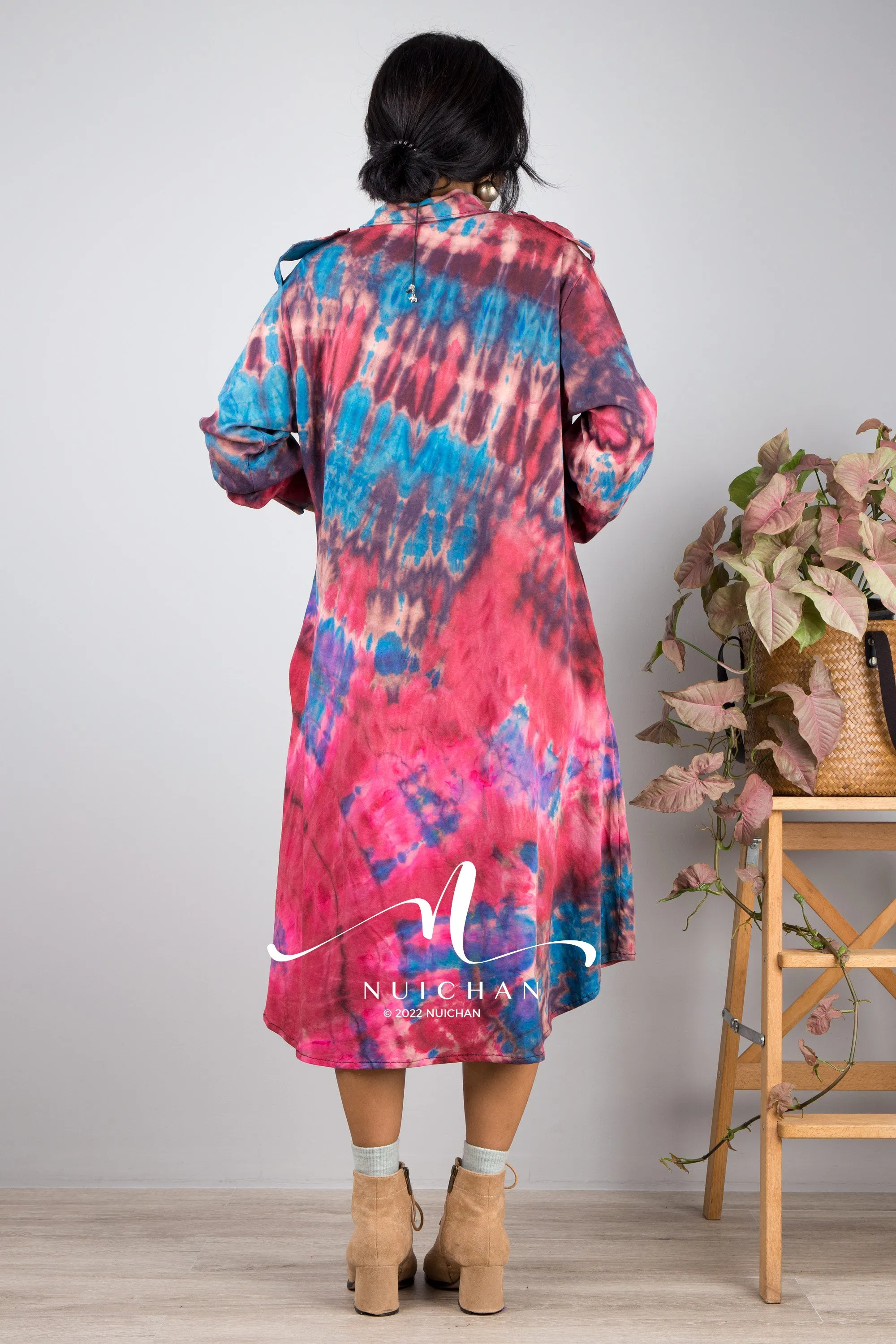 Blue Tie dye shirt dress