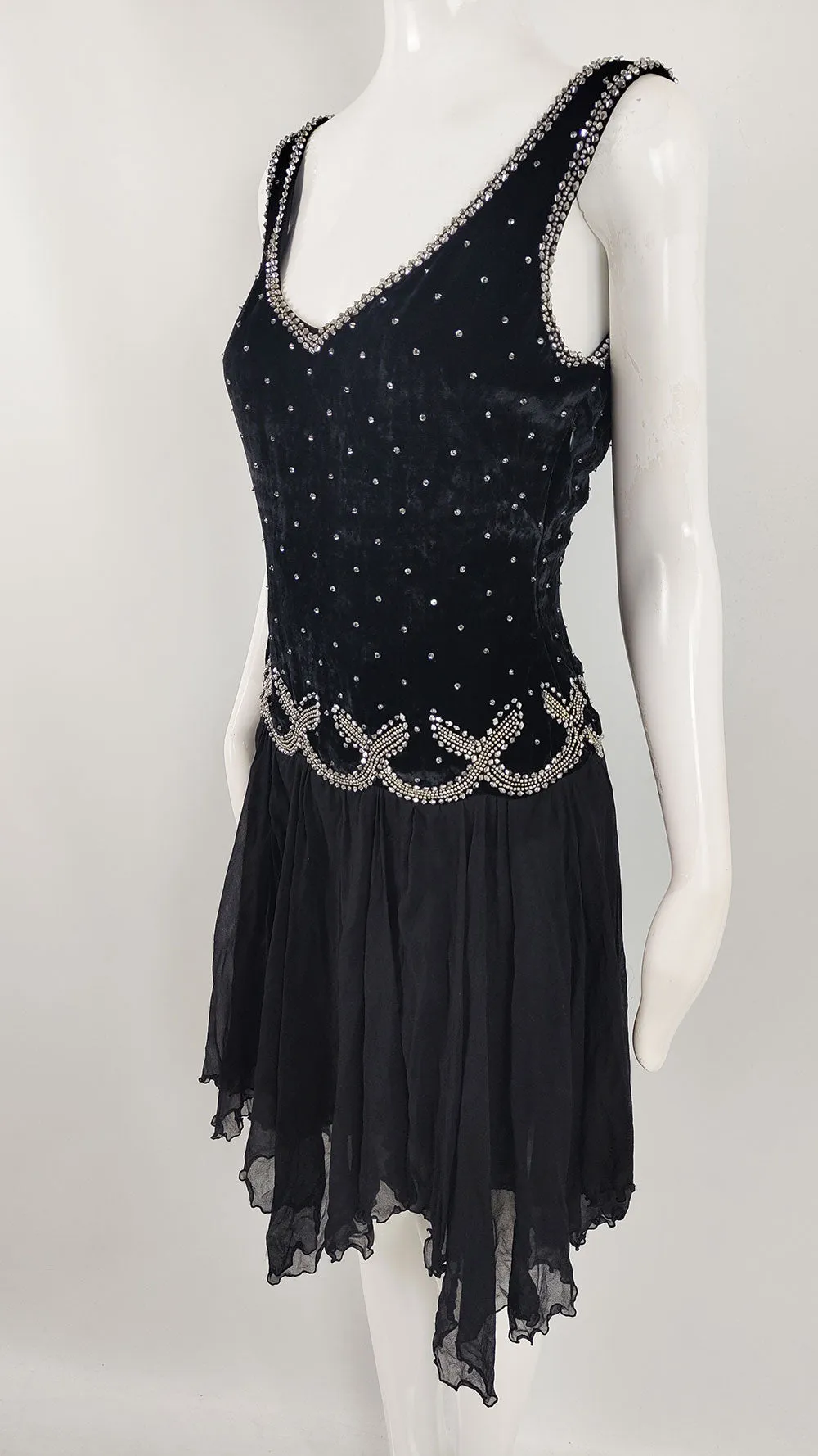 Blumarine Couture Vintage Silk Velvet & Chiffon Evening Dress