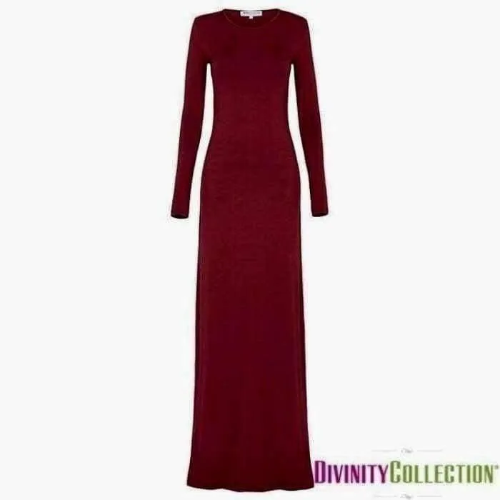 Body Dress Maxi Jersey New Modal Fabric - Maroon