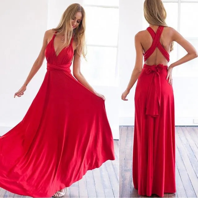 Boho Maxi Club Dress Red Bandage Long Dress