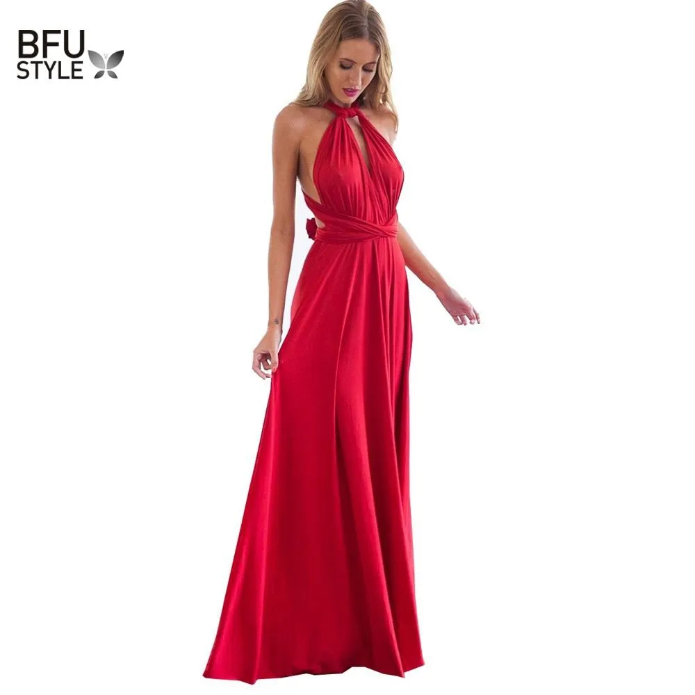 Boho Maxi Club Dress Red Bandage Long Dress