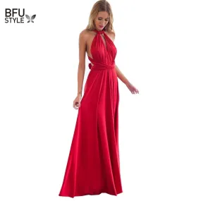 Boho Maxi Club Dress Red Bandage Long Dress