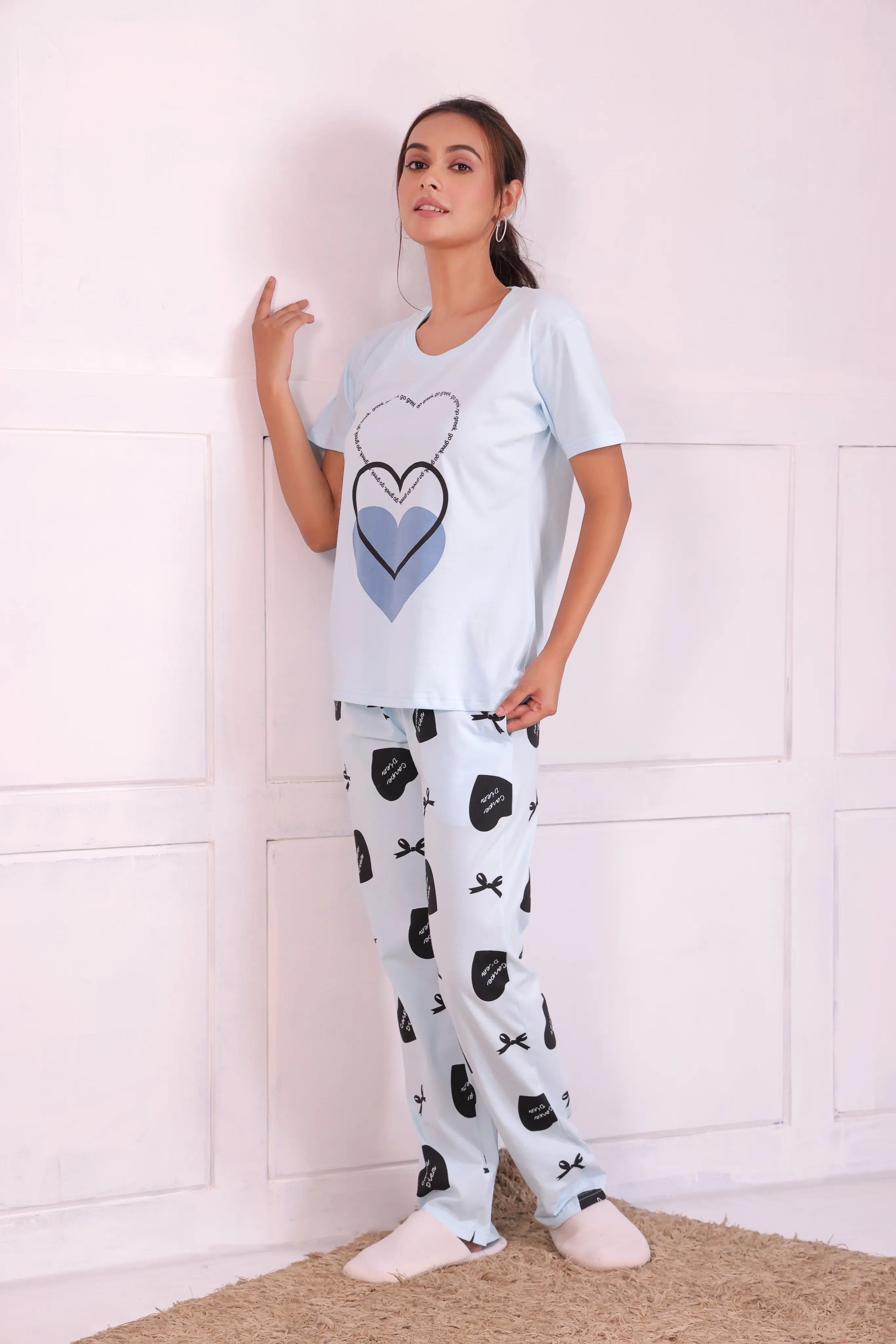 Bows and Hearts T-shirt Pyjama Set