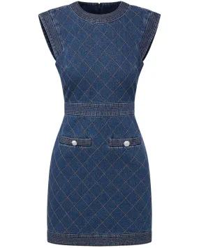 Bright Blue Ginny Quilted Denim Dress