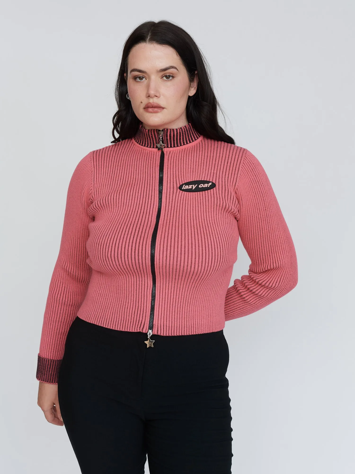 Bright Pink Double Zip Knit