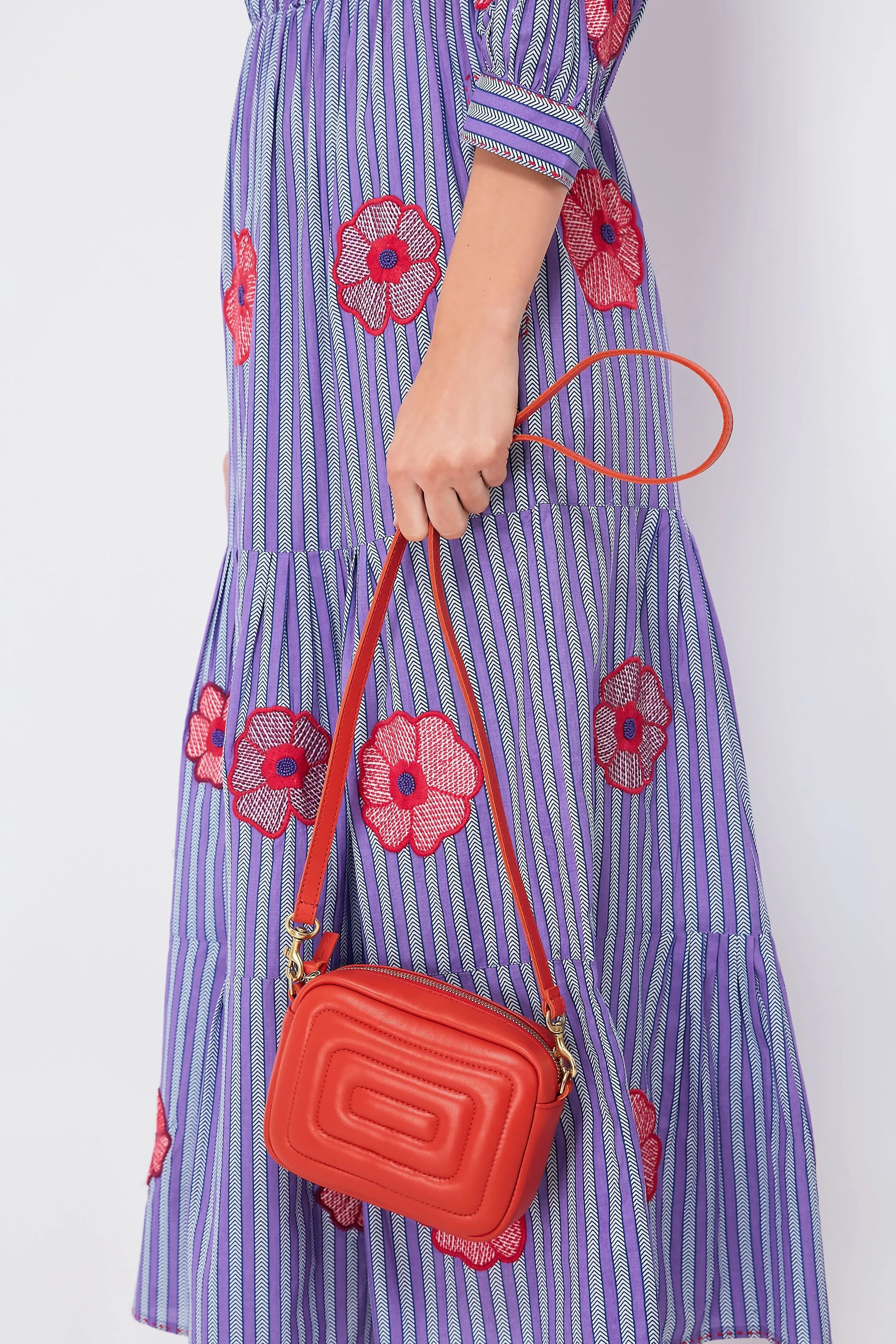 Bright Poppy Channel Quilted Lucie Crossbody