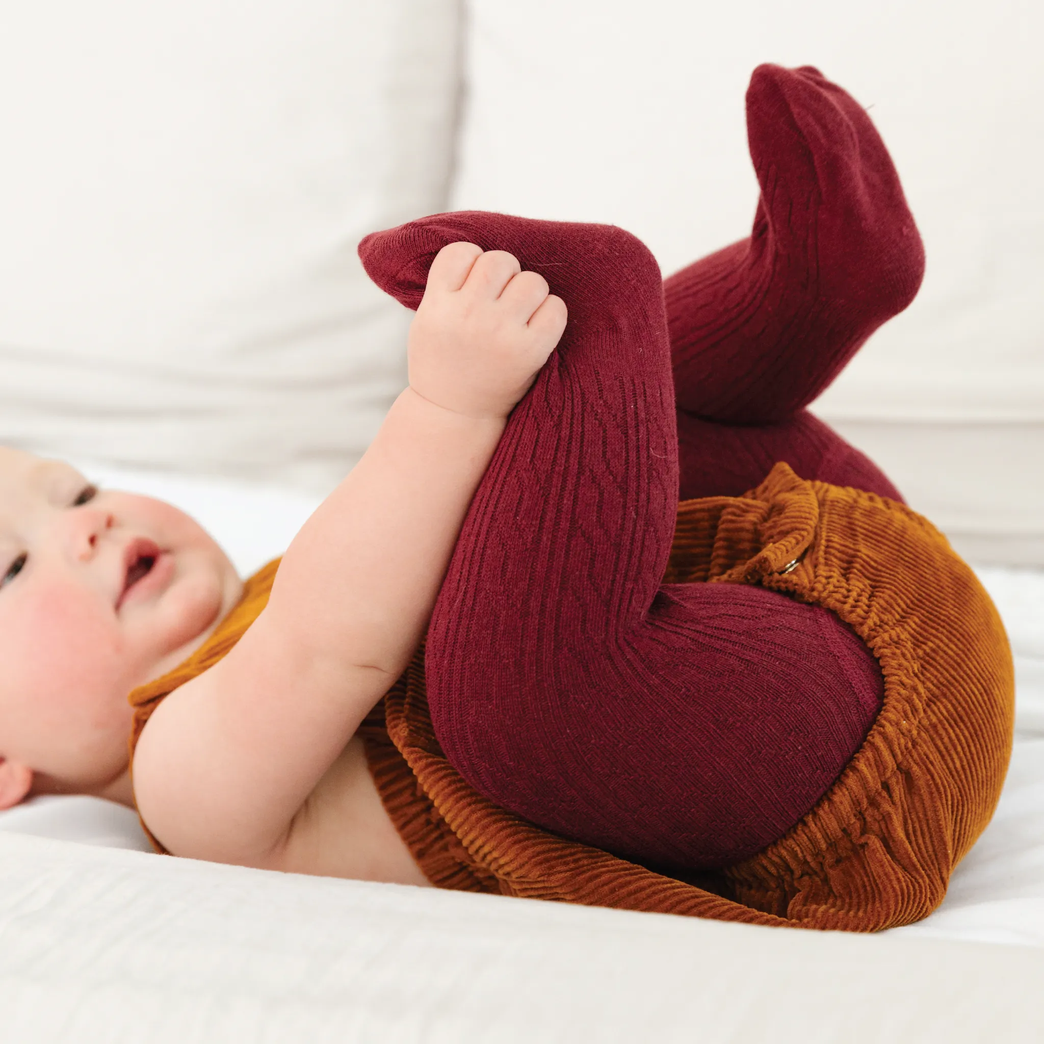 Burgundy Cable Knit Tights