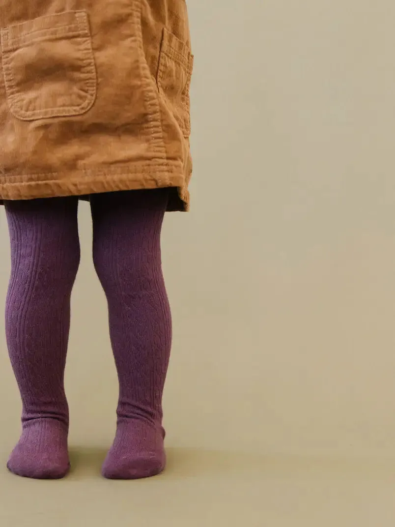 Cable Knit Tights - Dusty Plum