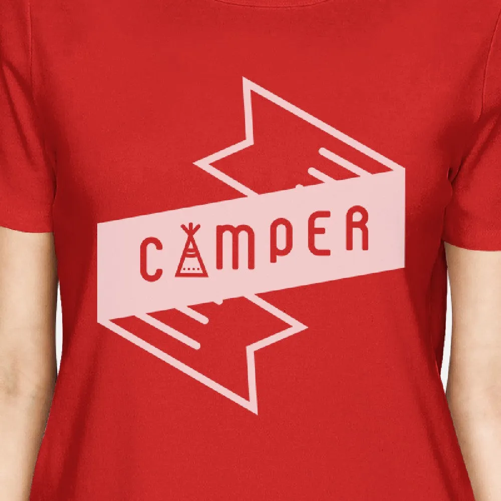 Camper Womens Red Crew Neck T-Shirt Simple Design Gifts For Friends