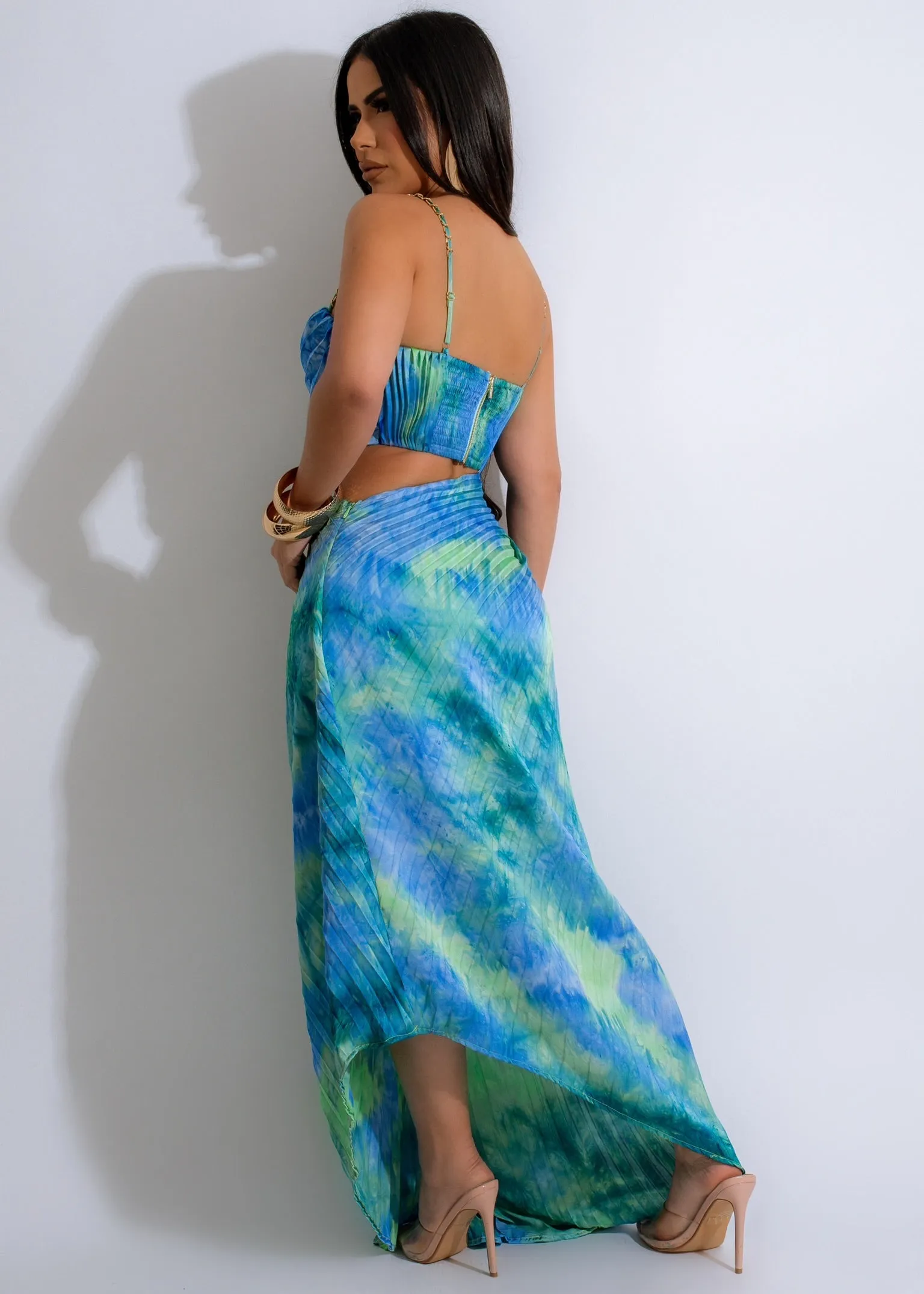 Celestial Love Pleated Maxi Dress Blue