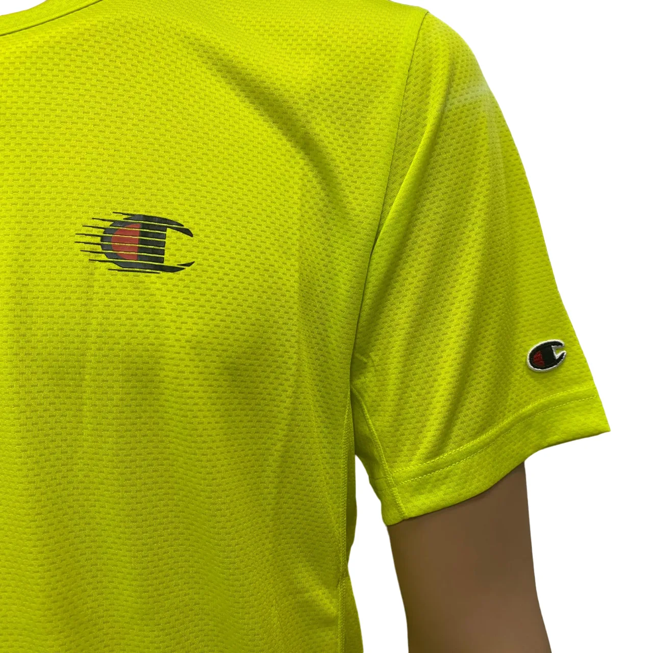 Champion maglietta girocollo manica corta da uomo in tessuto tecnico 220382 YS027 giallo lime