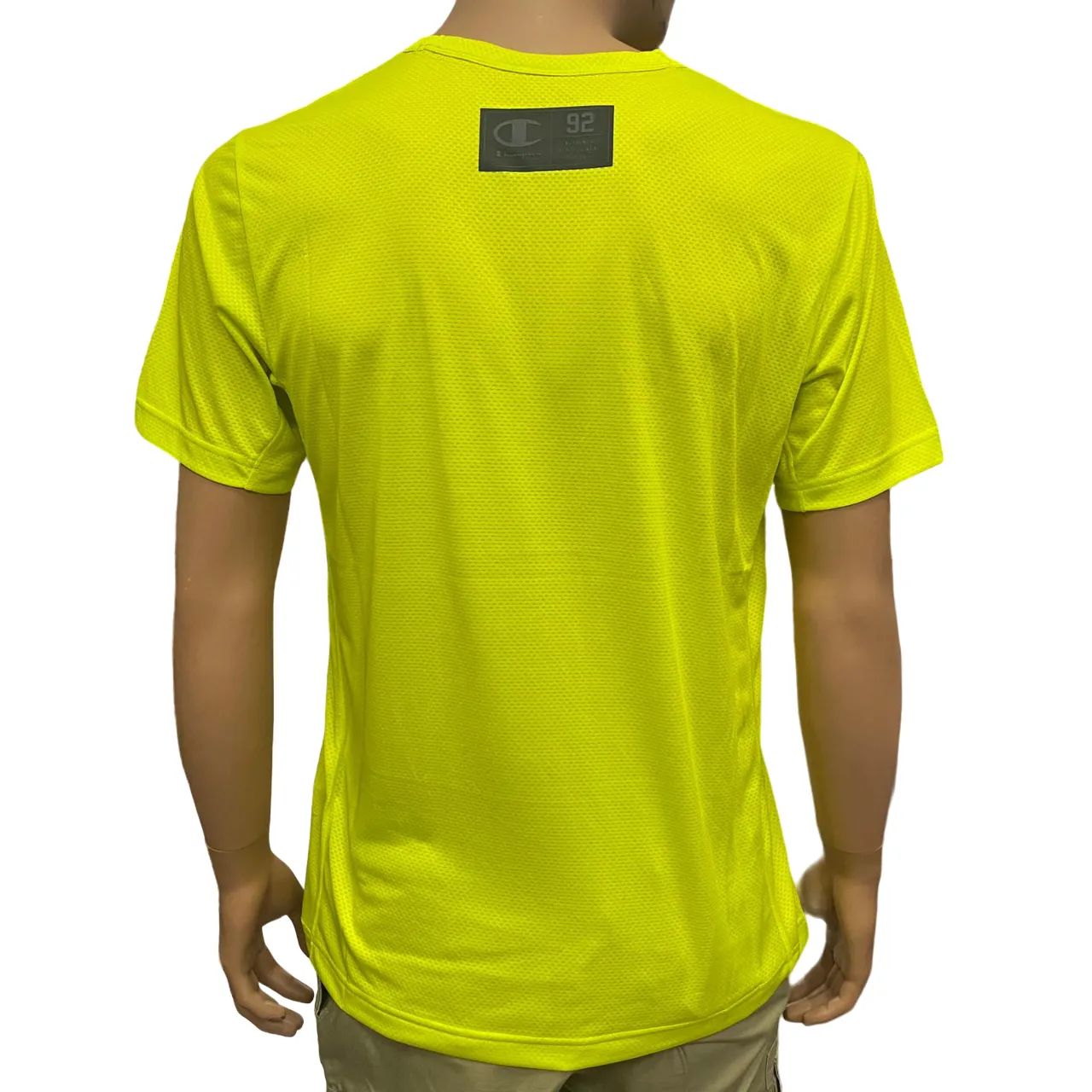 Champion maglietta girocollo manica corta da uomo in tessuto tecnico 220382 YS027 giallo lime