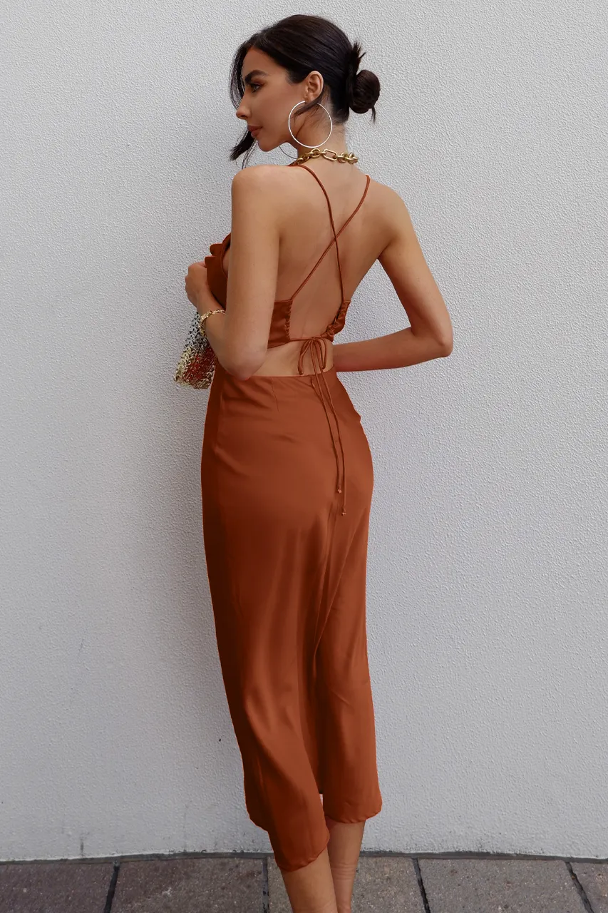 CHARIS SLIP DRESS - COPPER