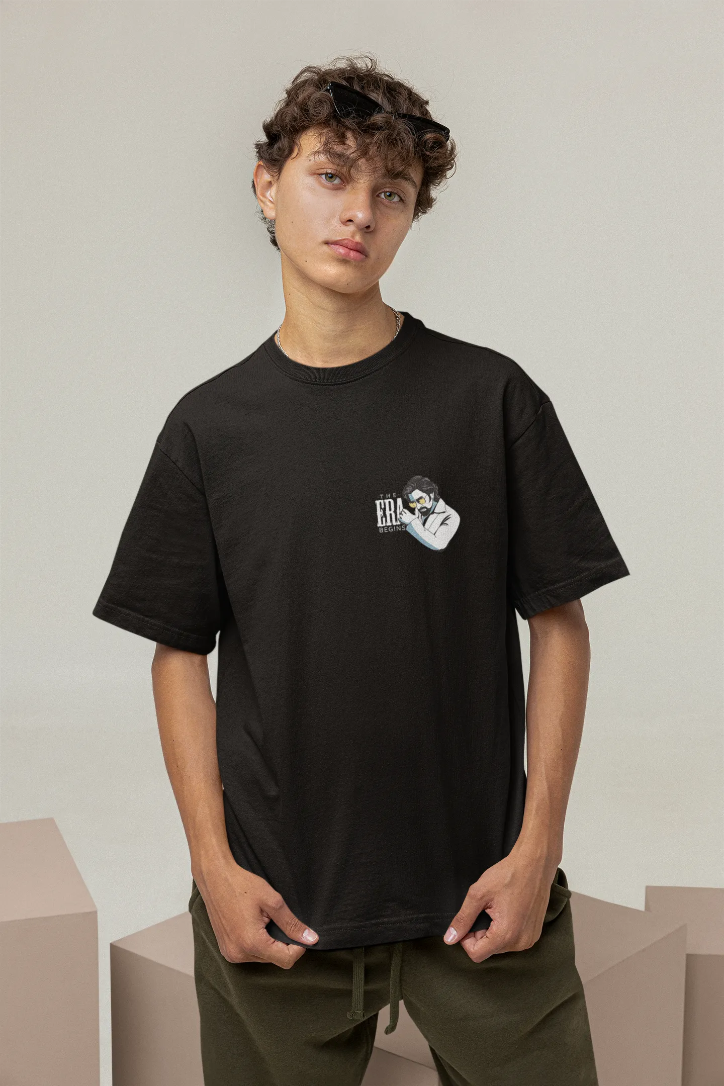 Chengiz Minimalist Oversized Jeet Pocket Print Tshirt