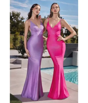 Cinderella Divine  Barbie Pink Glitter Satin Sultry Fitted Evening Dress