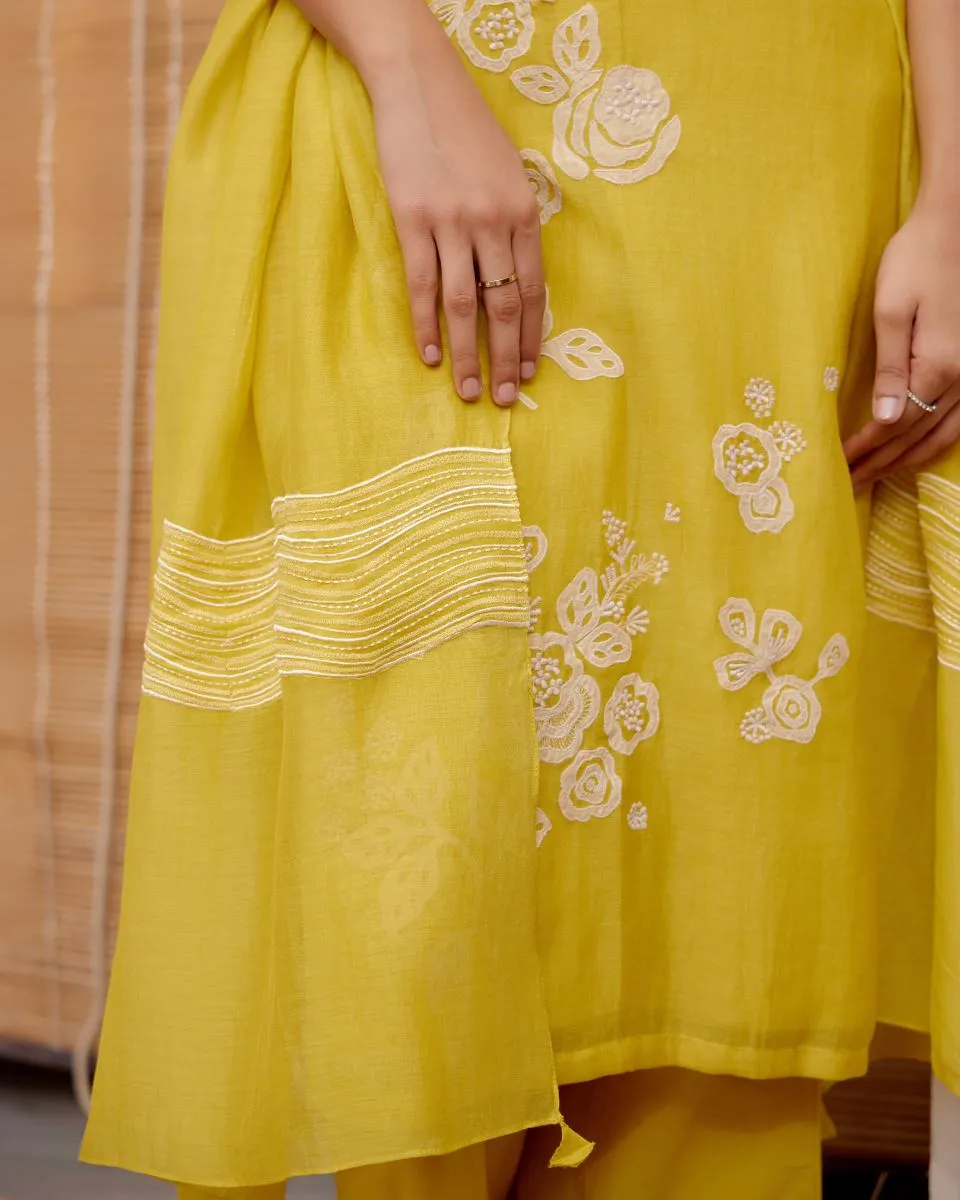 Citrine floral applique kurta set