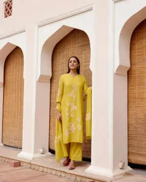 Citrine floral applique kurta set