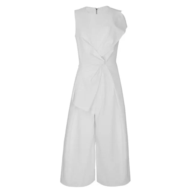 Claire Front Twist Sleeveless Jumpsuit - White M/US S