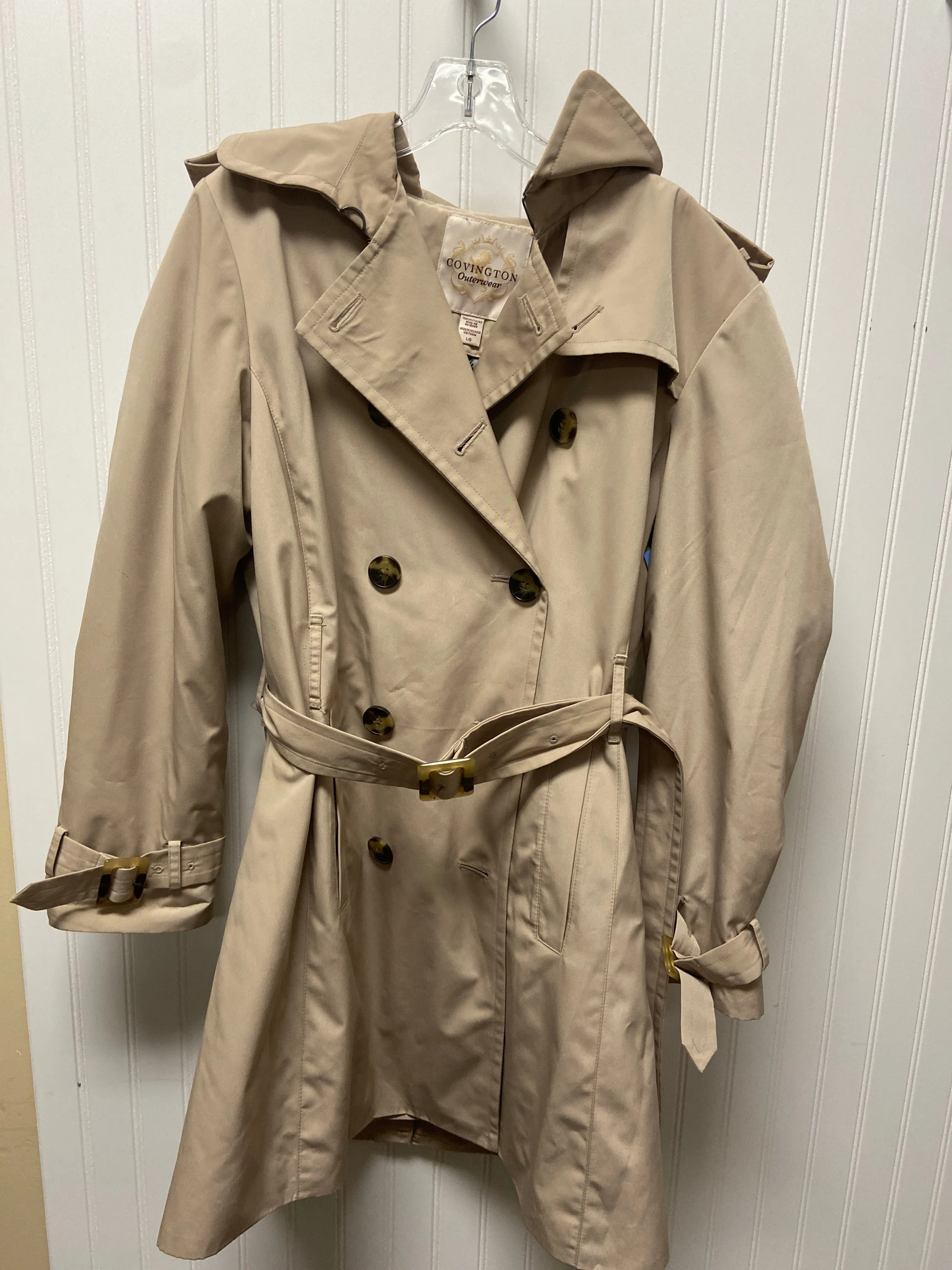 Coat Trench Coat By Covington In Beige, Size: L