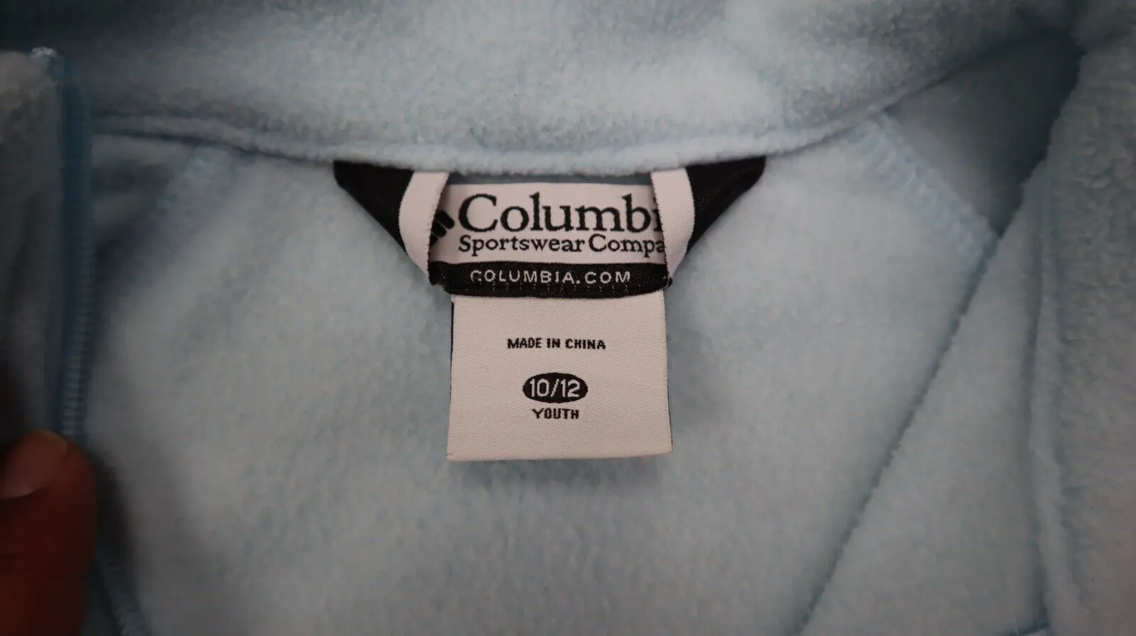 Columbia Girl's Full Zip Fleece Jacket Zippered Pockets Mock Neck Sky Blue 10/12