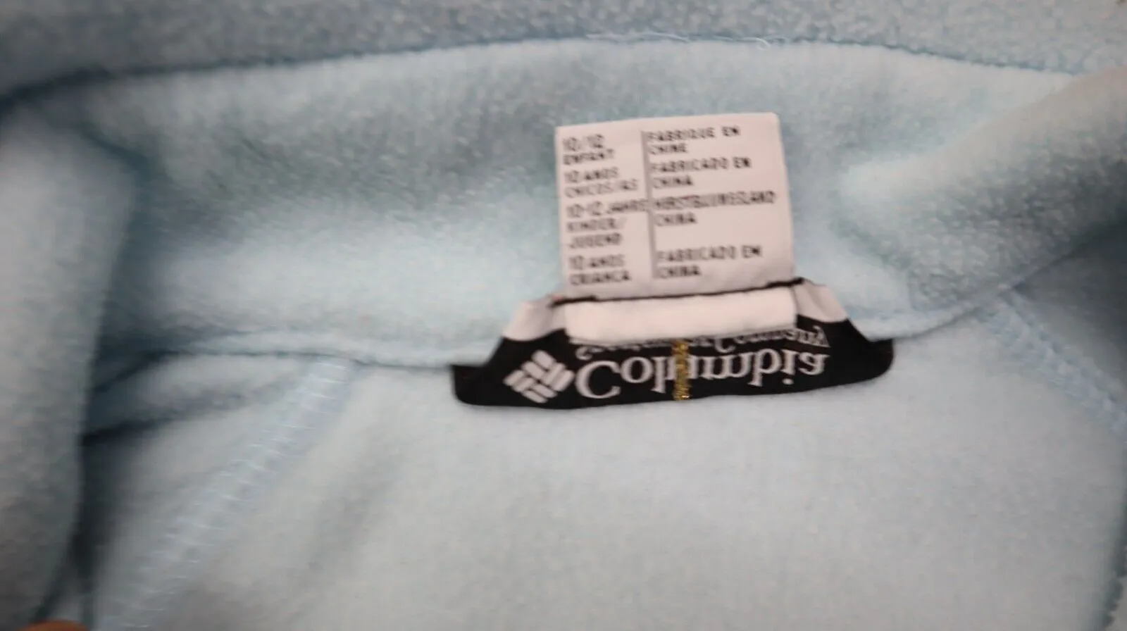 Columbia Girl's Full Zip Fleece Jacket Zippered Pockets Mock Neck Sky Blue 10/12