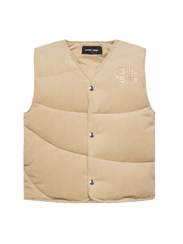 Corduroy Puffer Vest Brown