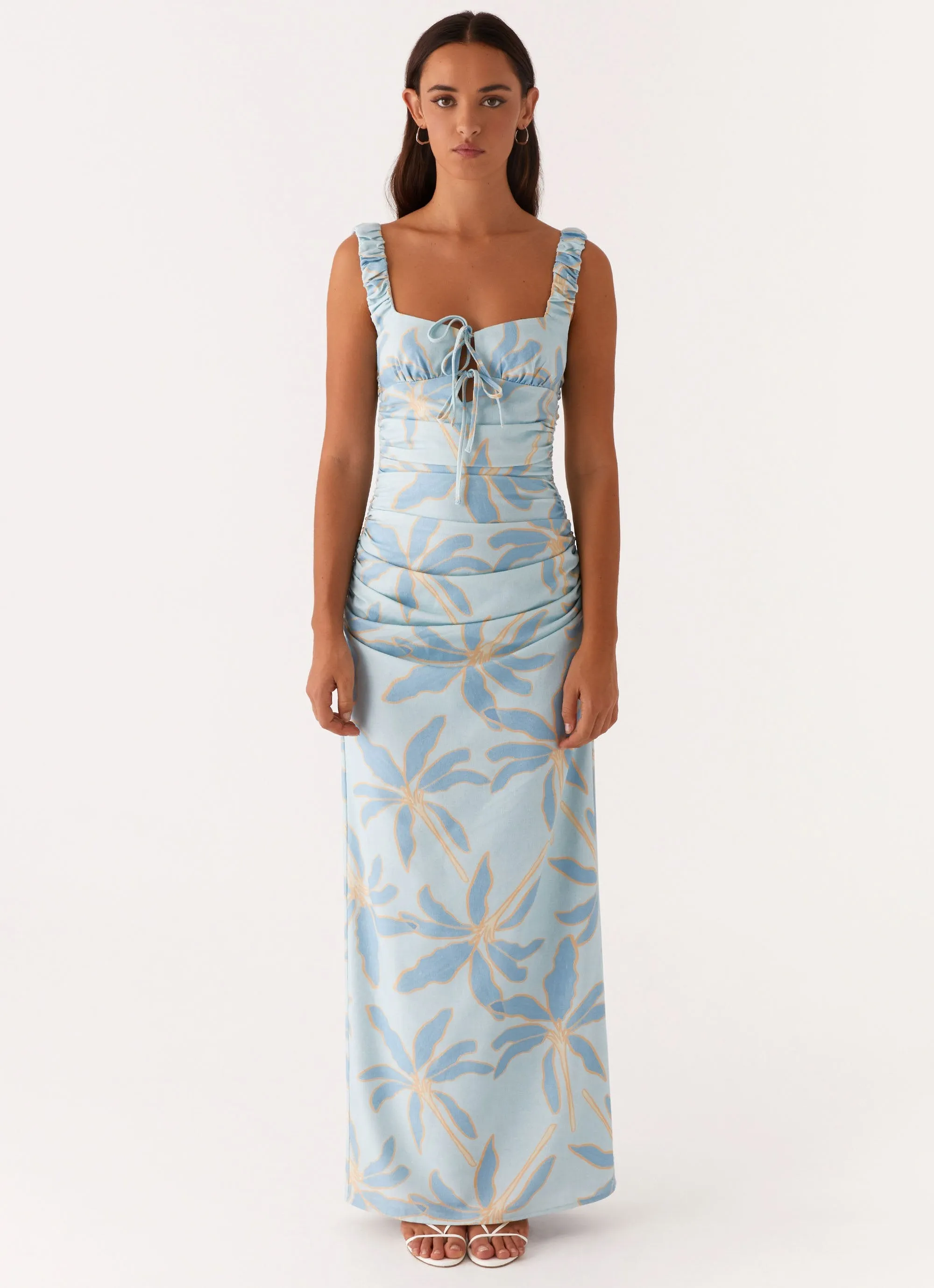 Cosmic Love Ruched Maxi Dress - Opulent Blue