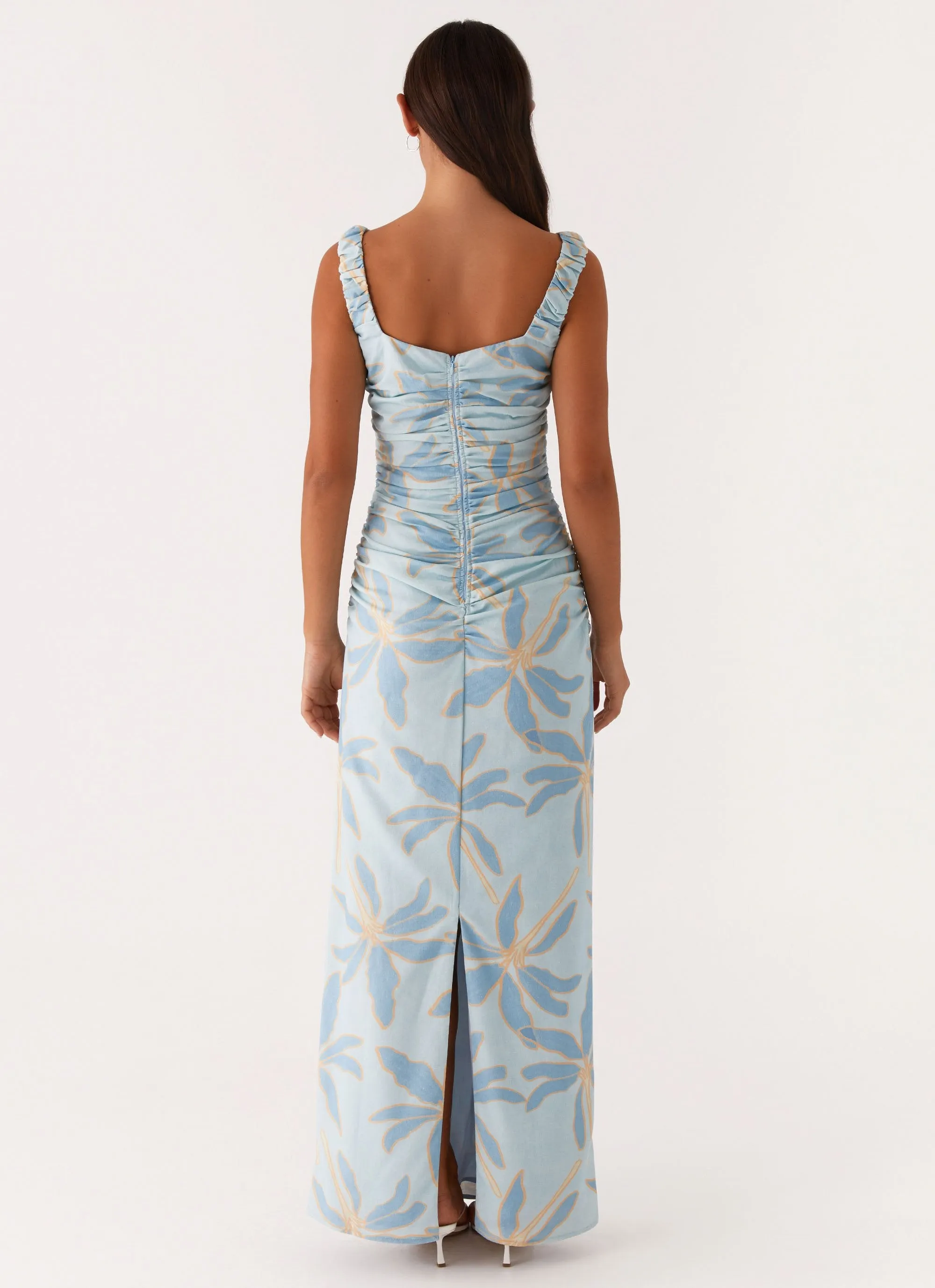 Cosmic Love Ruched Maxi Dress - Opulent Blue