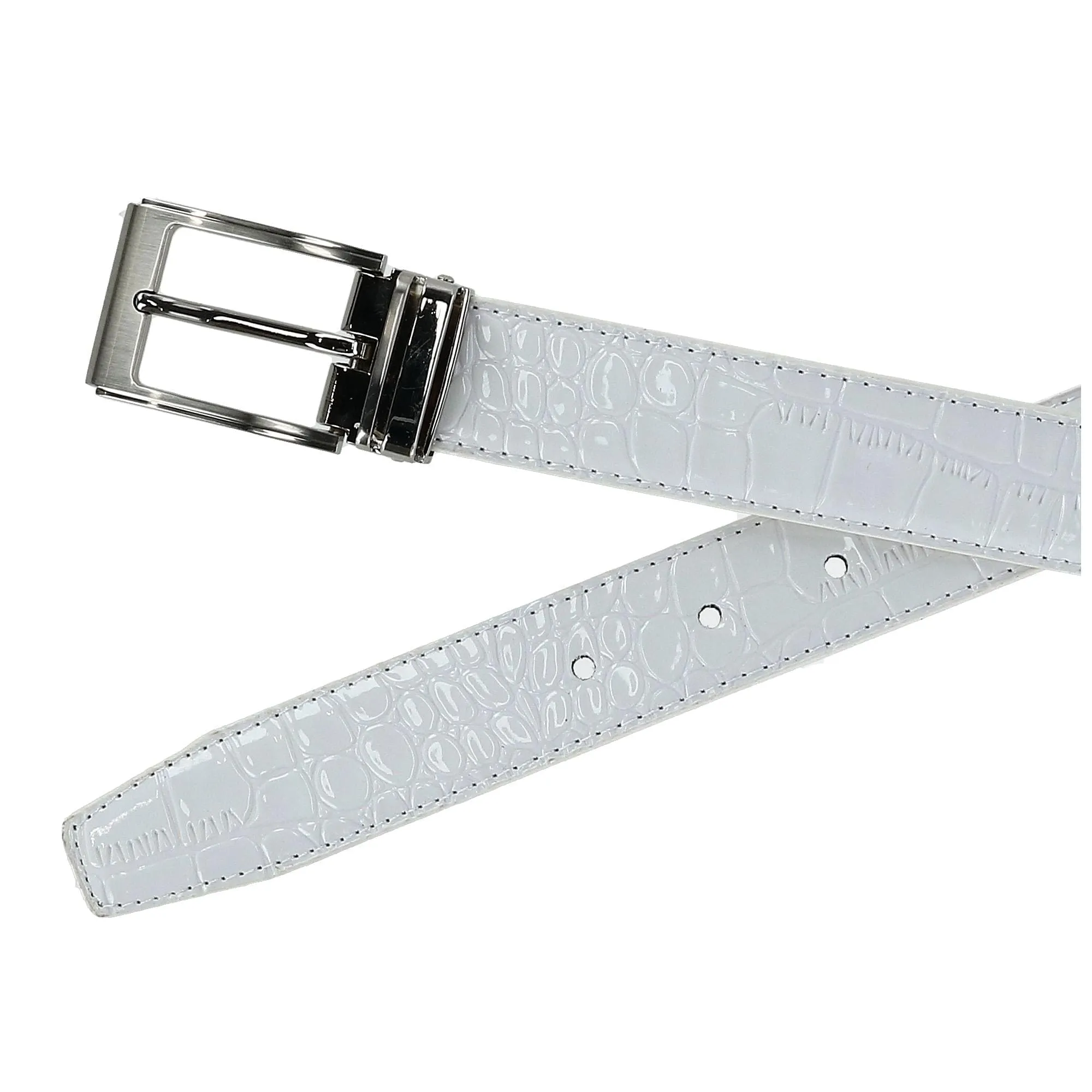 CTM® Big & Tall Leather Croc Print Dress Belt with Clamp On Buckle