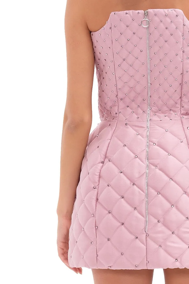 CULT MIA X COMPTE SPAIN QUILTED MINI DRESS IN PINK