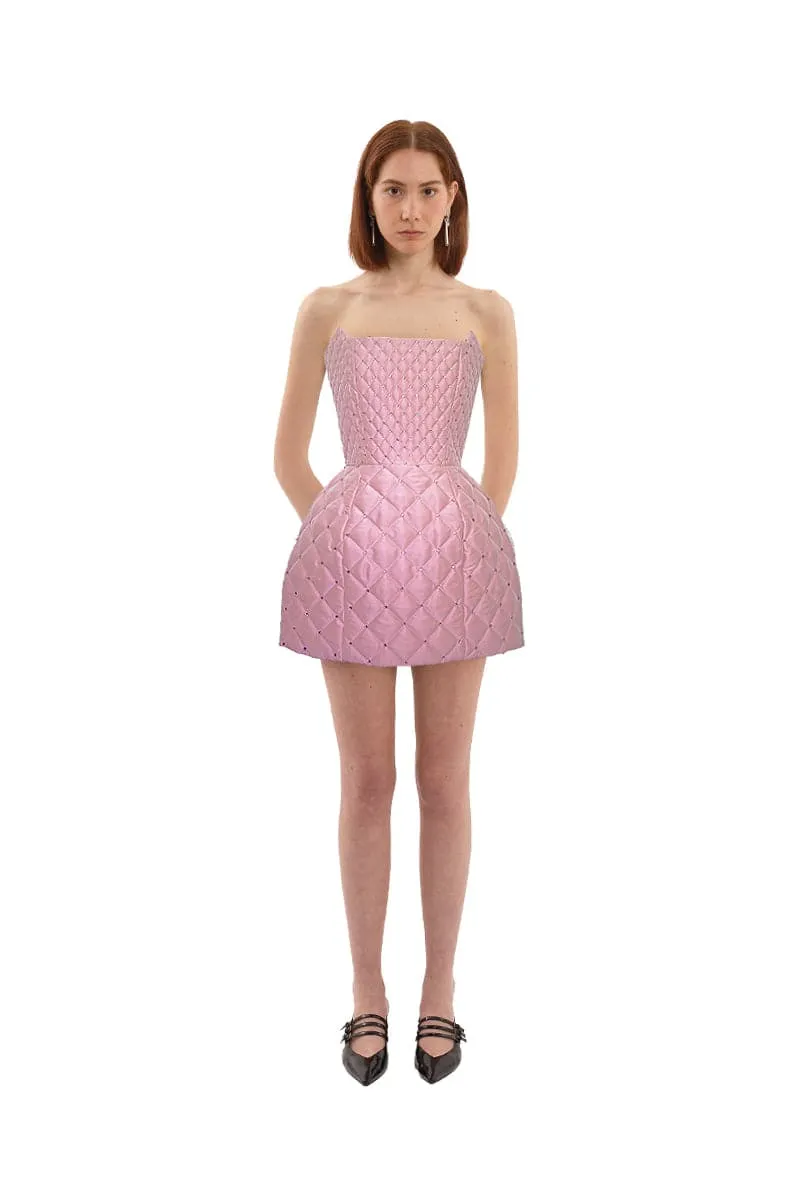 CULT MIA X COMPTE SPAIN QUILTED MINI DRESS IN PINK