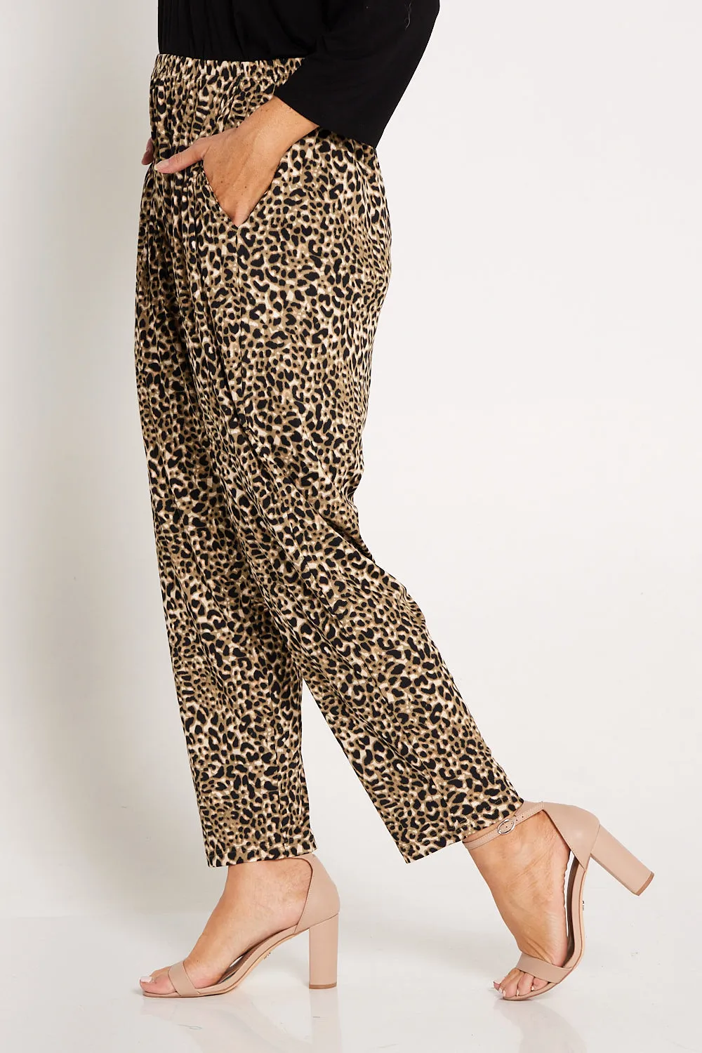 Dani Ribbed Pants - Leopard