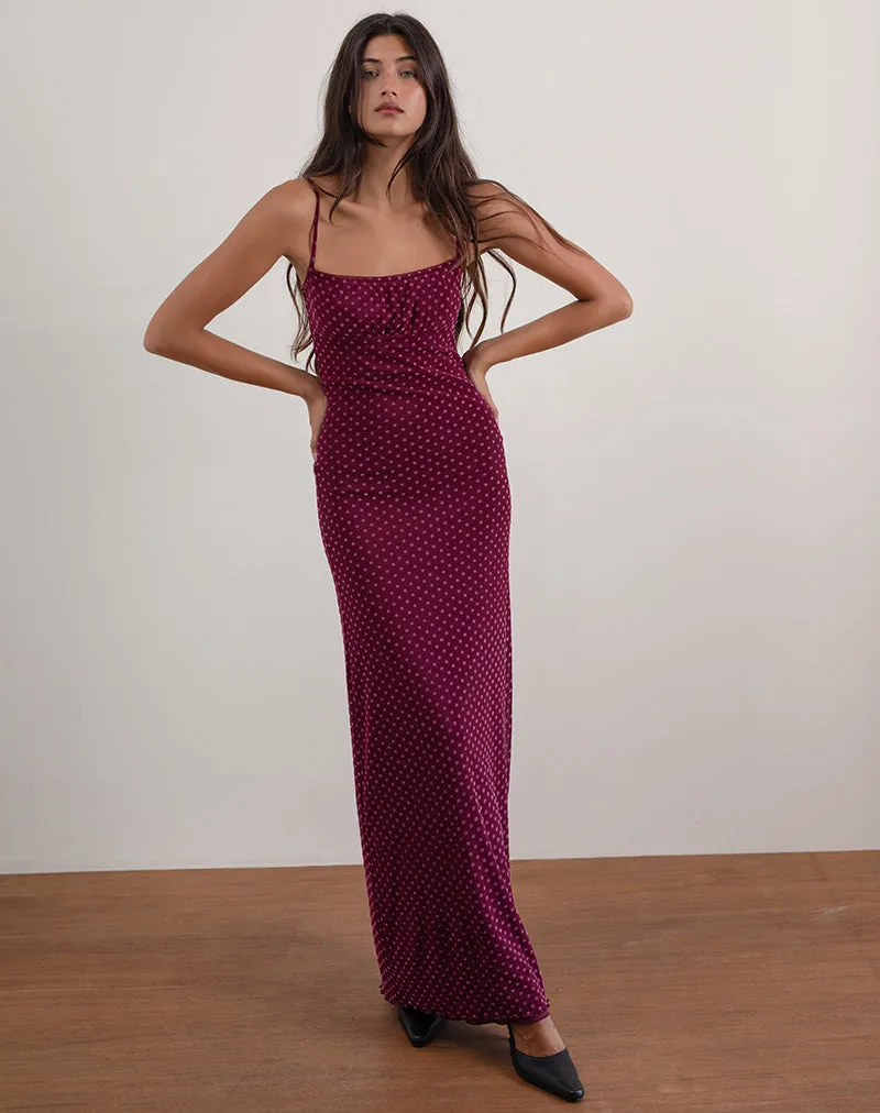 Darsih Maxi Dress in Basic Polka Flock Berry