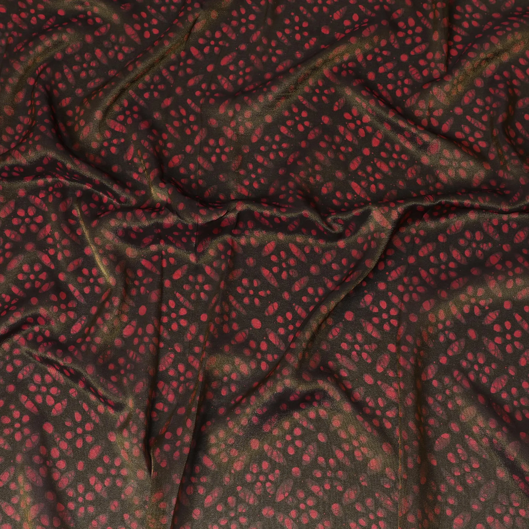 Deep Burgundy Organza Fabric - Crimson Speckled Dot Design, 110cm Width, Lustrous Lightweight Sheen-D18945