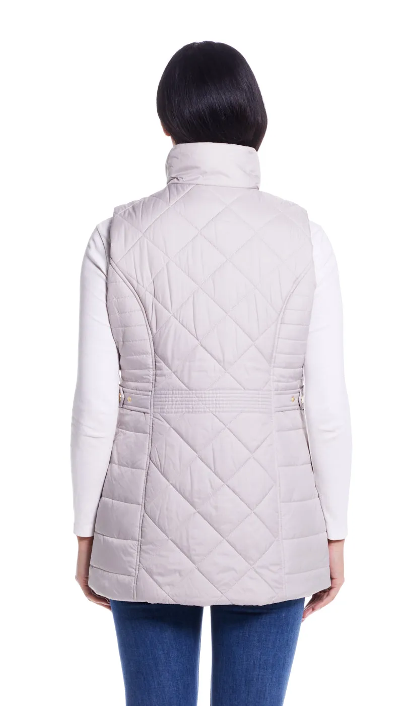 DIAMOND QUILTED LONGLINE VEST