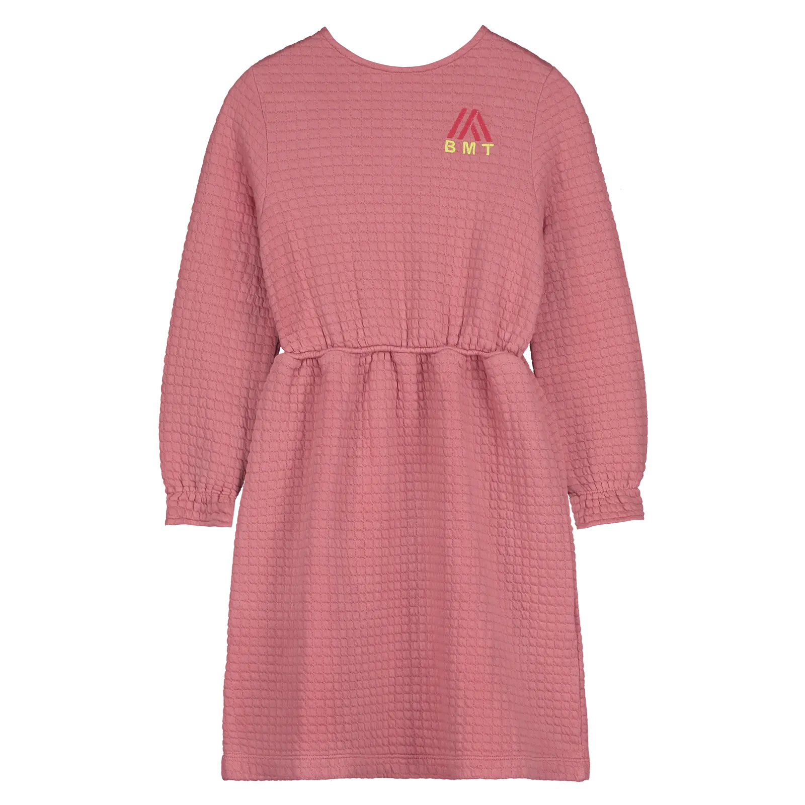 DR08-SHORT QUILTED DRESS EMBRODERY-Dusty pink