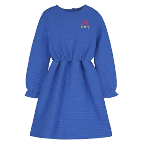 DR08-SHORT QUILTED DRESS EMBRODERY-Fresh blue