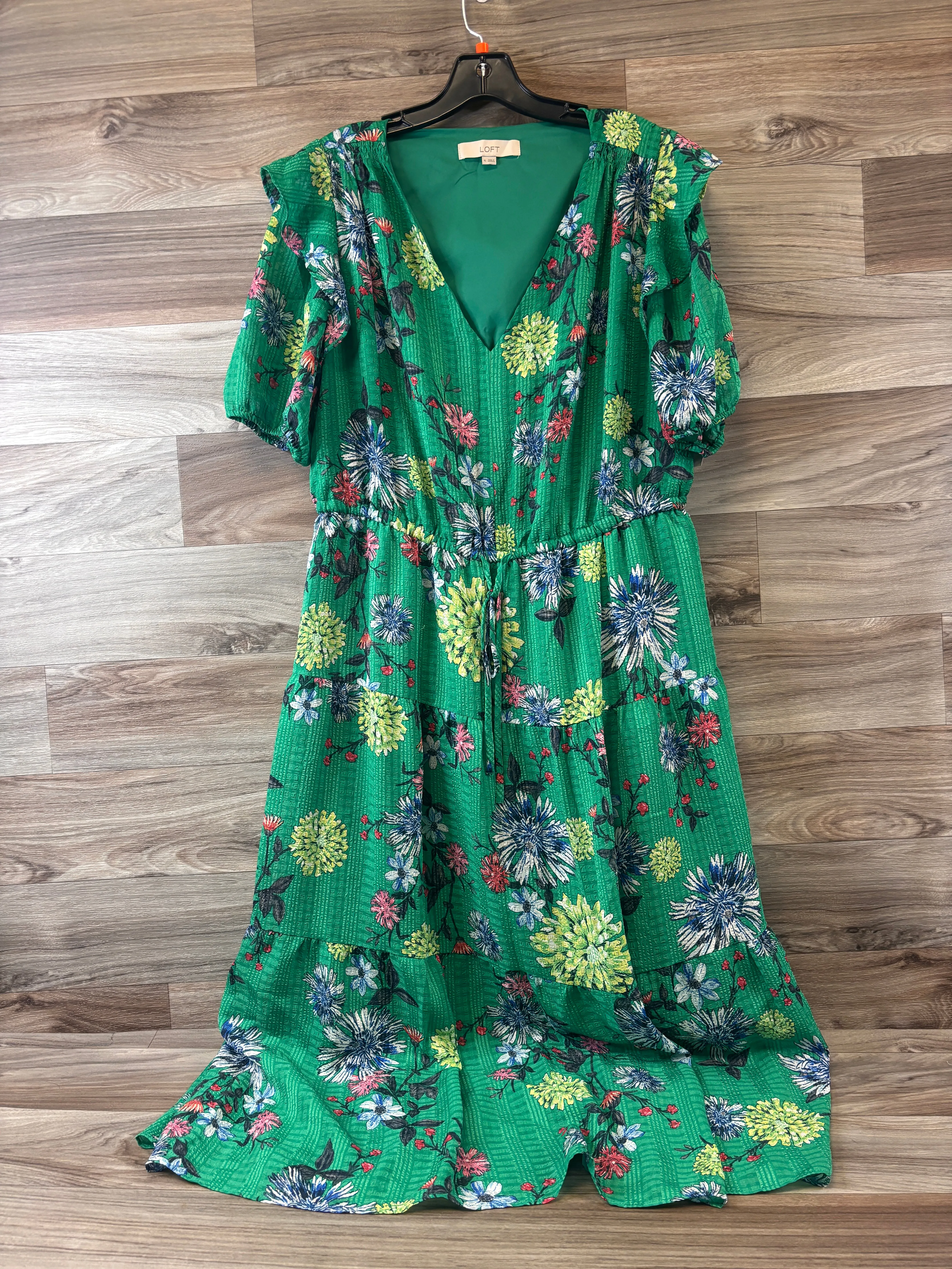 Dress Casual Maxi By Loft In Green & Pink, Size: Xl