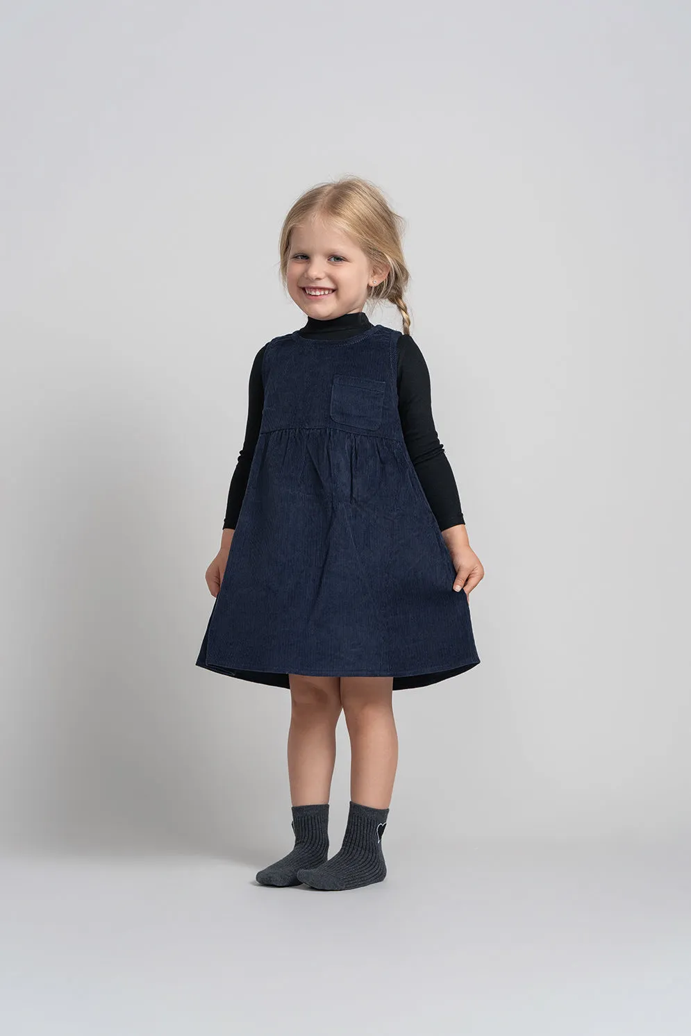 dress corduroy jumper trim pocket - navy-8